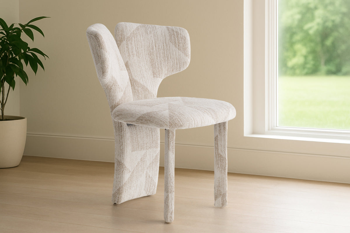 Masuda Modern Beige Pattern Fabric Dining Chair (Set of 2)