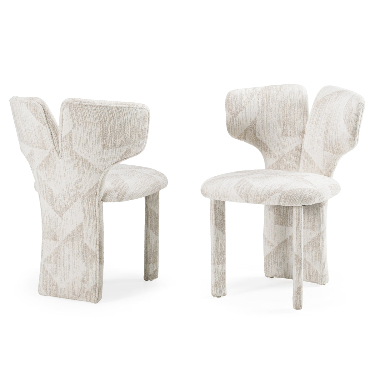 Masuda Modern Beige Pattern Fabric Dining Chair (Set of 2)