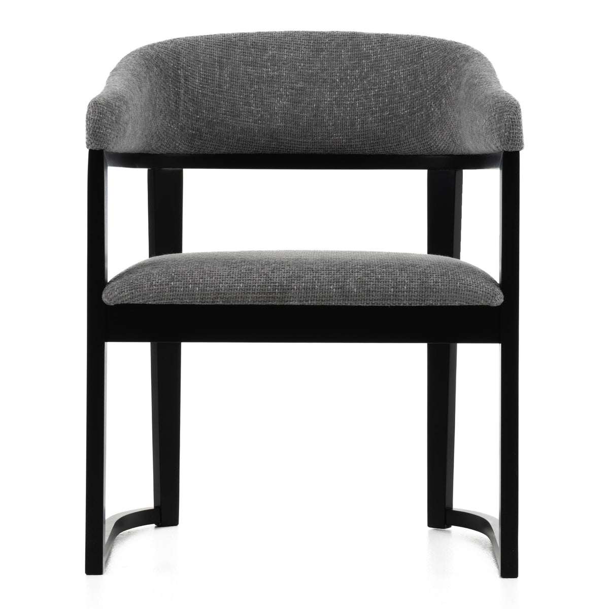 Maury Modern Grey Fabric + Black Dining Chair