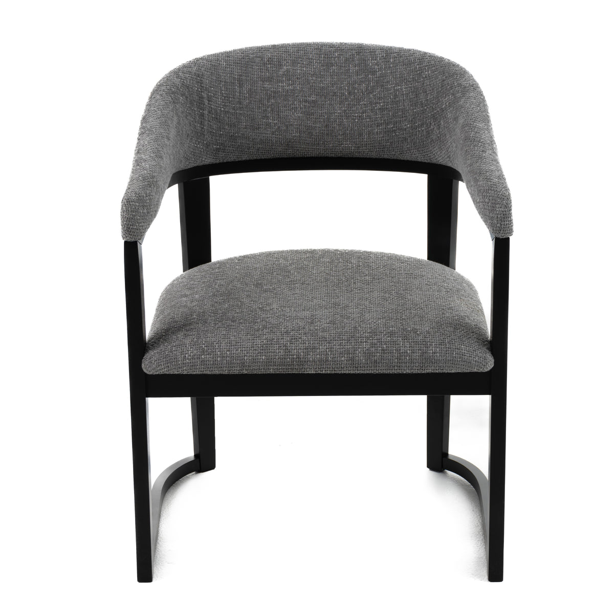 Maury Modern Grey Fabric + Black Dining Chair