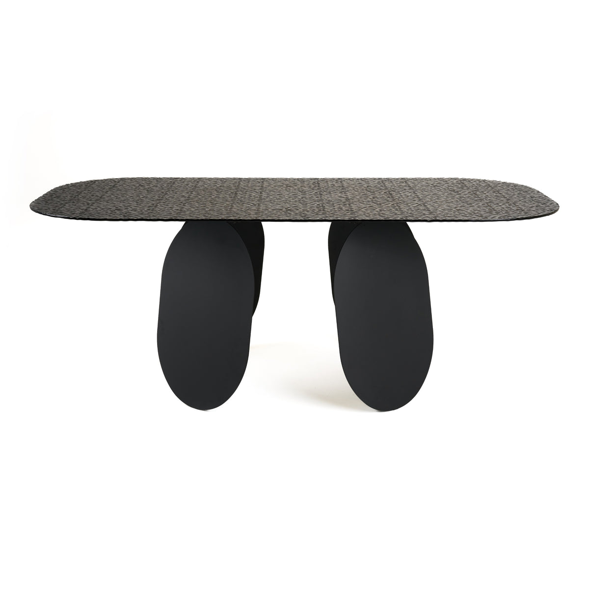 Maxine Modern Hammered Grey Glass Rectangular Dining Table