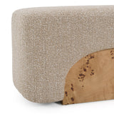 Mayfair Contemporary Beige Fabric + Burl Bench Ottoman