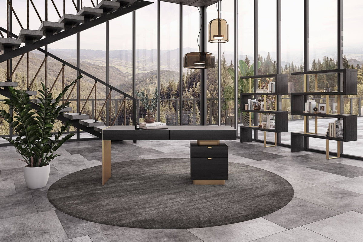 Maze Elm Grey & Gold Bookcase