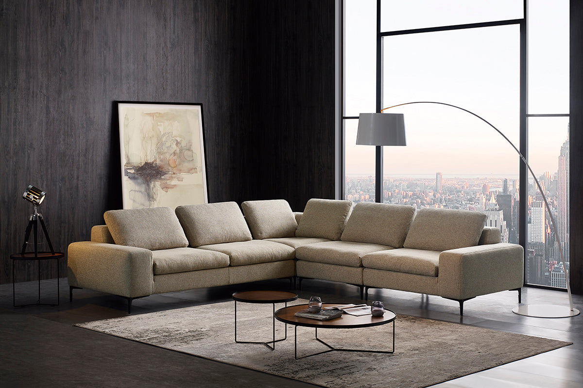 Cascade Modern Beige Fabric U Shaped Sectional Sofa