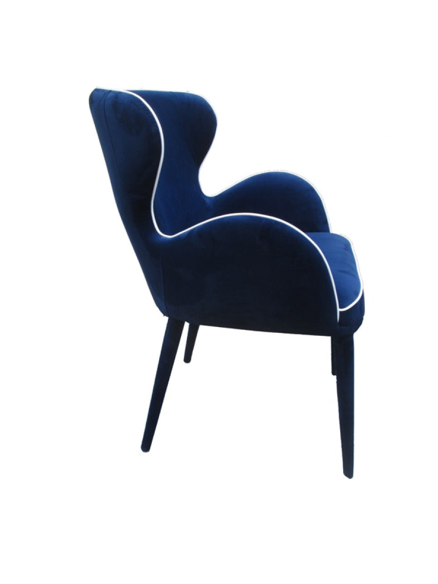 Tigard Mid-Century Blue Fabric Dining Chair