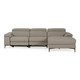 Meidas Modern Light Grey Leather Sectional Sofa + 2 Recliners Right Facing Chaise