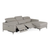 Meidas Modern Light Grey Leather Sectional Sofa + 2 Recliners Right Facing Chaise