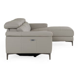 Meidas Modern Light Grey Leather Sectional Sofa + 2 Recliners Right Facing Chaise