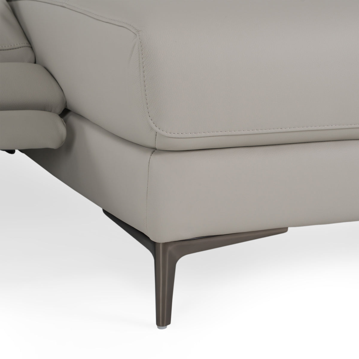 Meidas Modern Light Grey Leather Sectional Sofa + 2 Recliners Right Facing Chaise