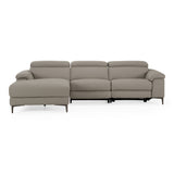 Meidas Modern Light Grey Leather Sectional Sofa + 2 Recliners Left Facing Chaise