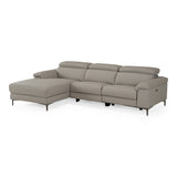 Meidas Modern Light Grey Leather Sectional Sofa + 2 Recliners Left Facing Chaise
