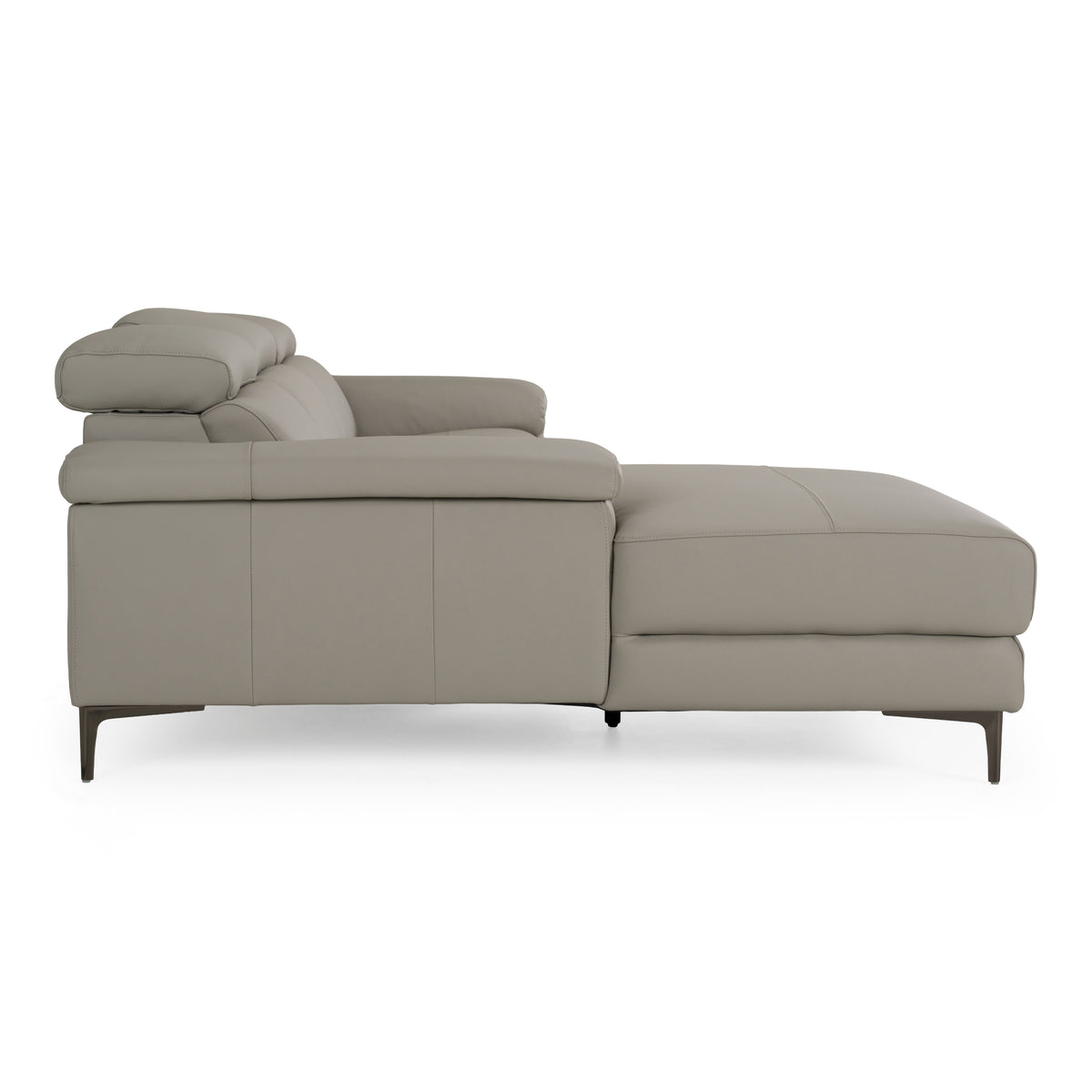 Meidas Modern Light Grey Leather Sectional Sofa + 2 Recliners Left Facing Chaise