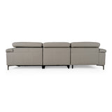 Meidas Modern Light Grey Leather Sectional Sofa + 2 Recliners Left Facing Chaise