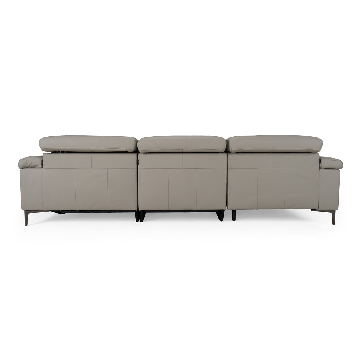 Meidas Modern Light Grey Leather Sectional Sofa + 2 Recliners Left Facing Chaise