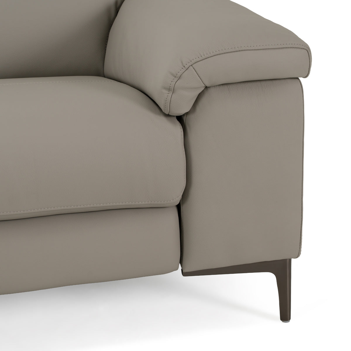 Meidas Modern Light Grey Leather Sectional Sofa + 2 Recliners Left Facing Chaise