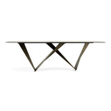 Melanie Modern White Ceramic & Brushed Brown Dining Table