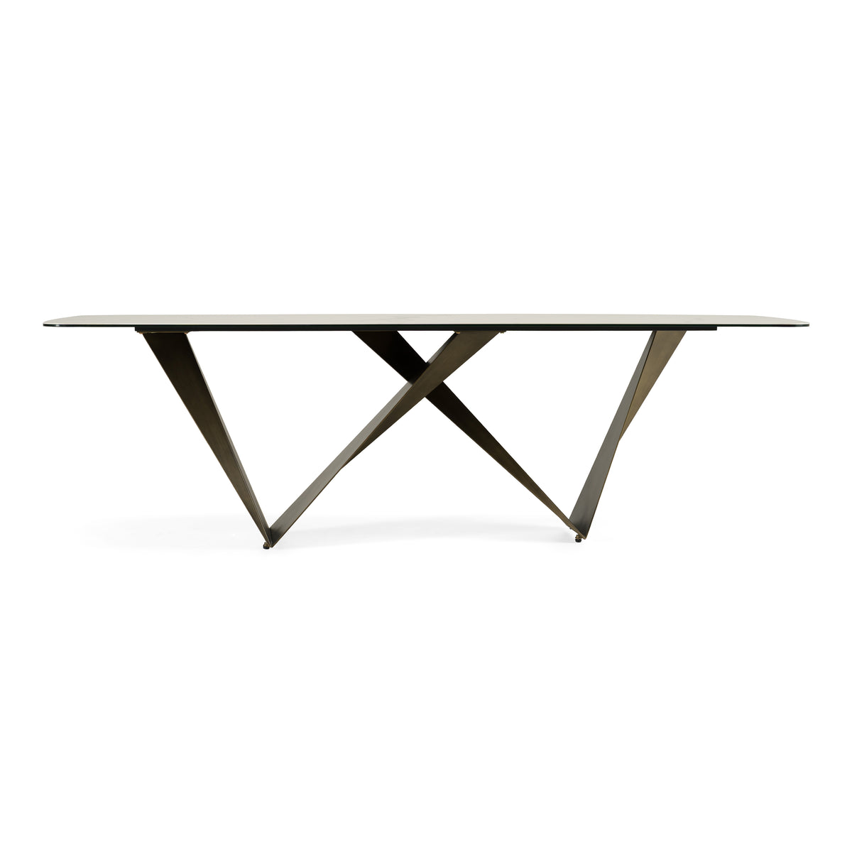 Melanie Modern White Ceramic & Brushed Brown Dining Table
