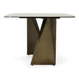 Melanie Modern White Ceramic & Brushed Brown Dining Table