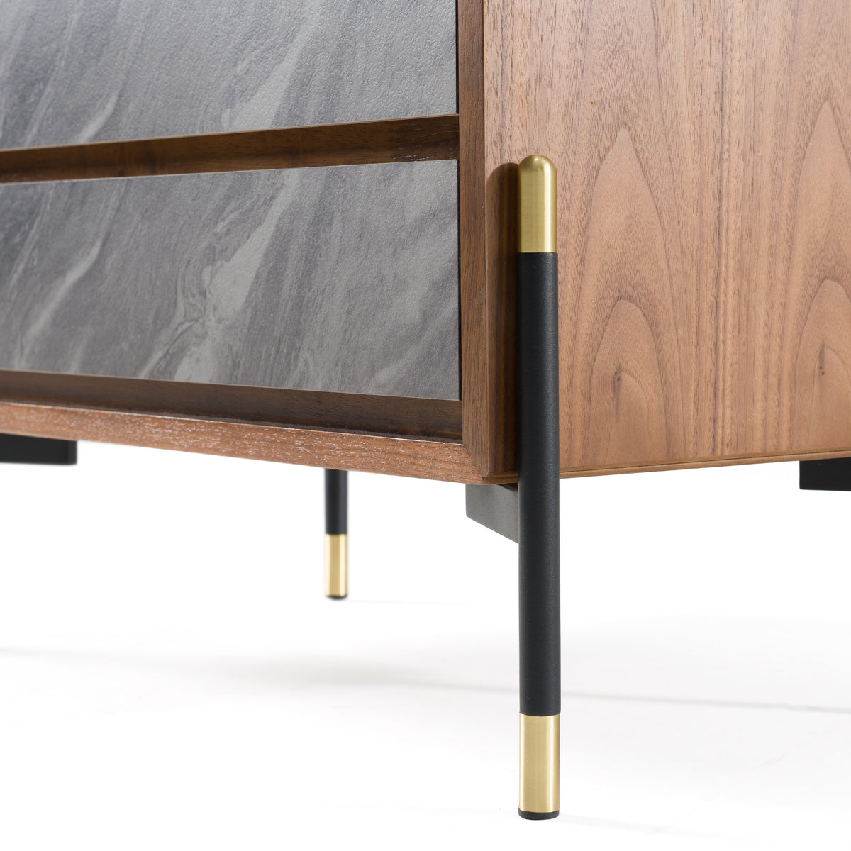 Metcalf Mid-Century Walnut & Grey Nightstand