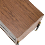 Metcalf Mid-Century Walnut & Grey Nightstand