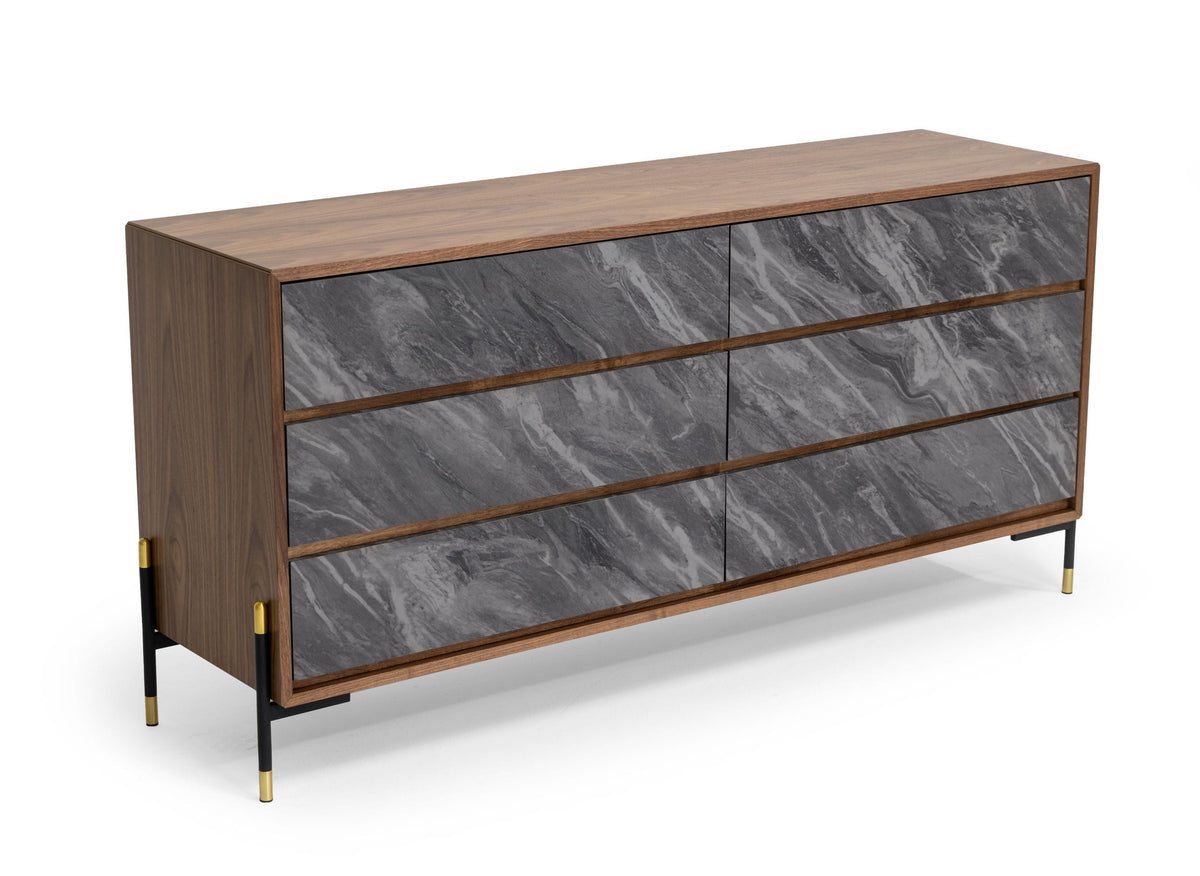 Metcalf Mid-Century Walnut & Grey Dresser