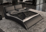Eastern King Volo Modern Eco-Leather Bed with Curves
