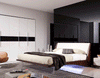 Eastern King Volterra Contemporary Brown Oak and White Floating Bed with Lights