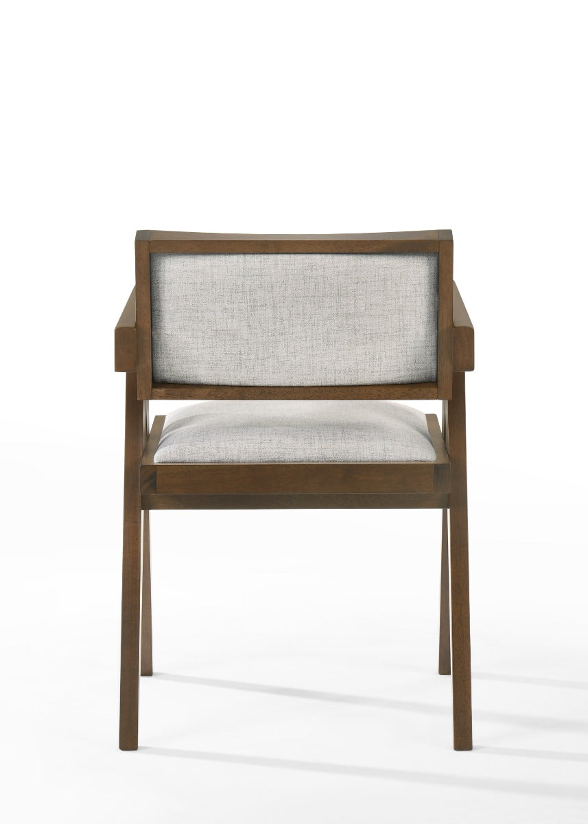 Fern Modern Walnut and Beige Dining Chair Set of 2