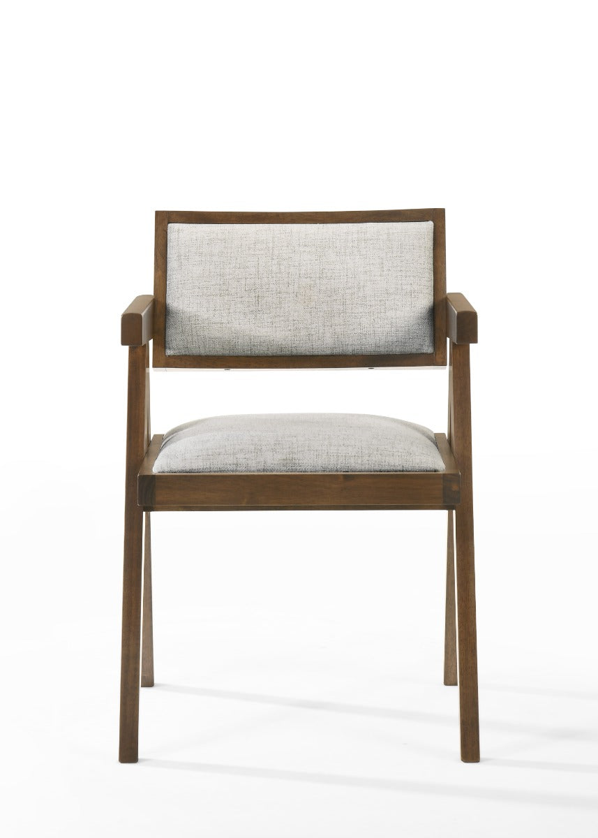 Fern Modern Walnut and Beige Dining Chair Set of 2