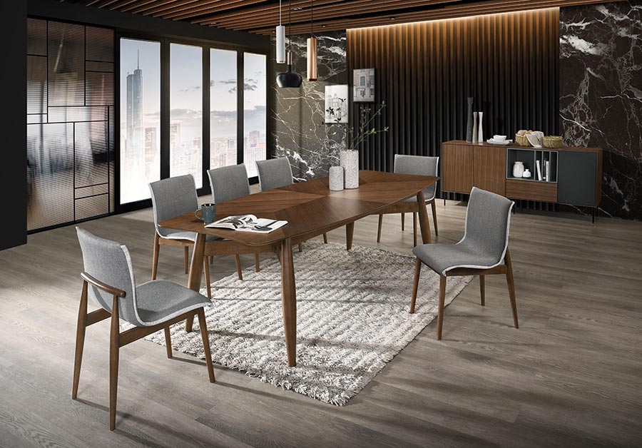 Ackley Modern Walnut Rectangular Dining Table