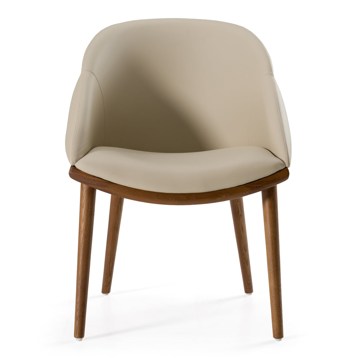 Michael Mid-Century Modern Beige Vegan Leather + Walnut Dining Chair