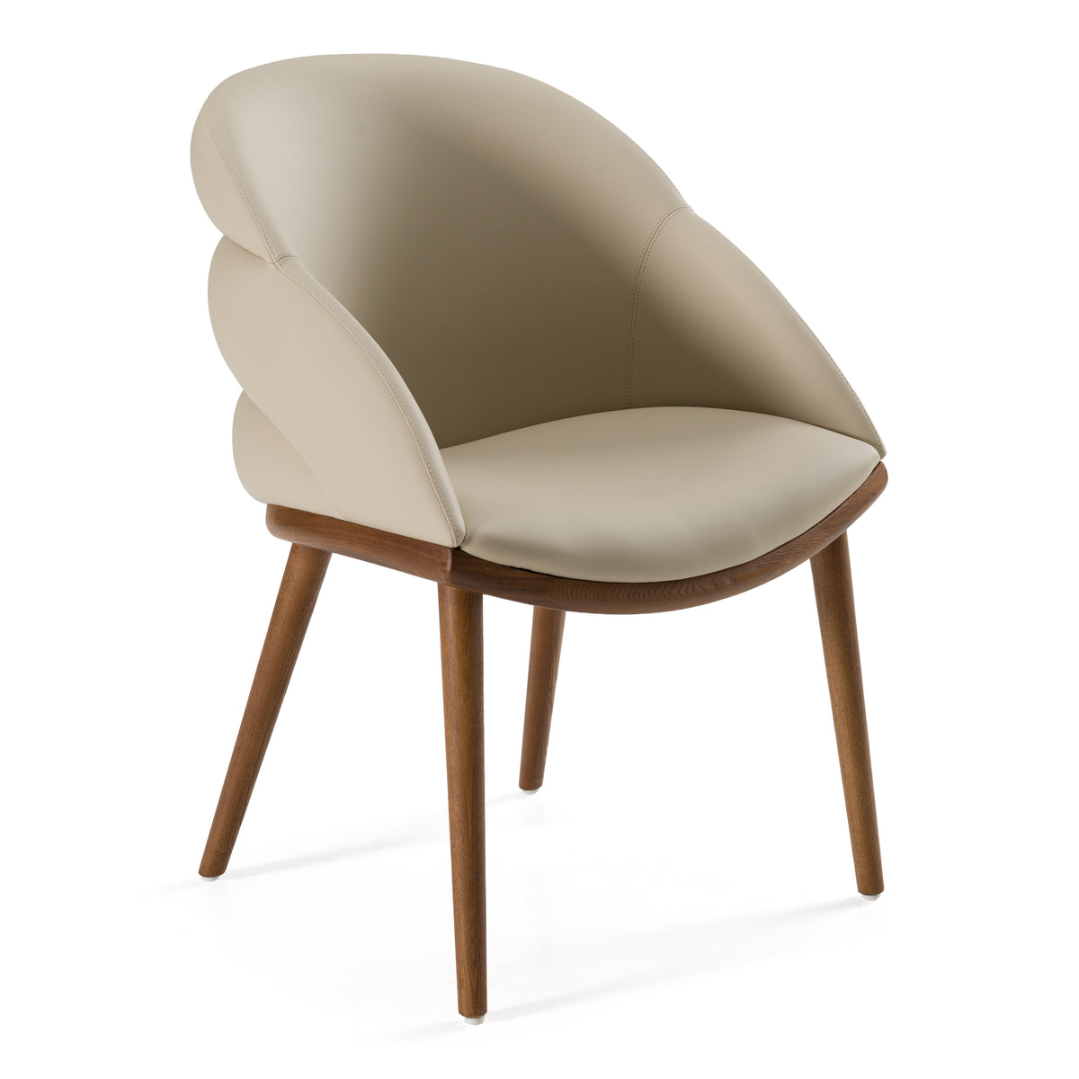 Michael Mid-Century Modern Beige Vegan Leather + Walnut Dining Chair