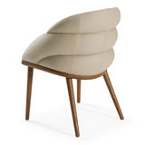 Michael Mid-Century Modern Beige Vegan Leather + Walnut Dining Chair