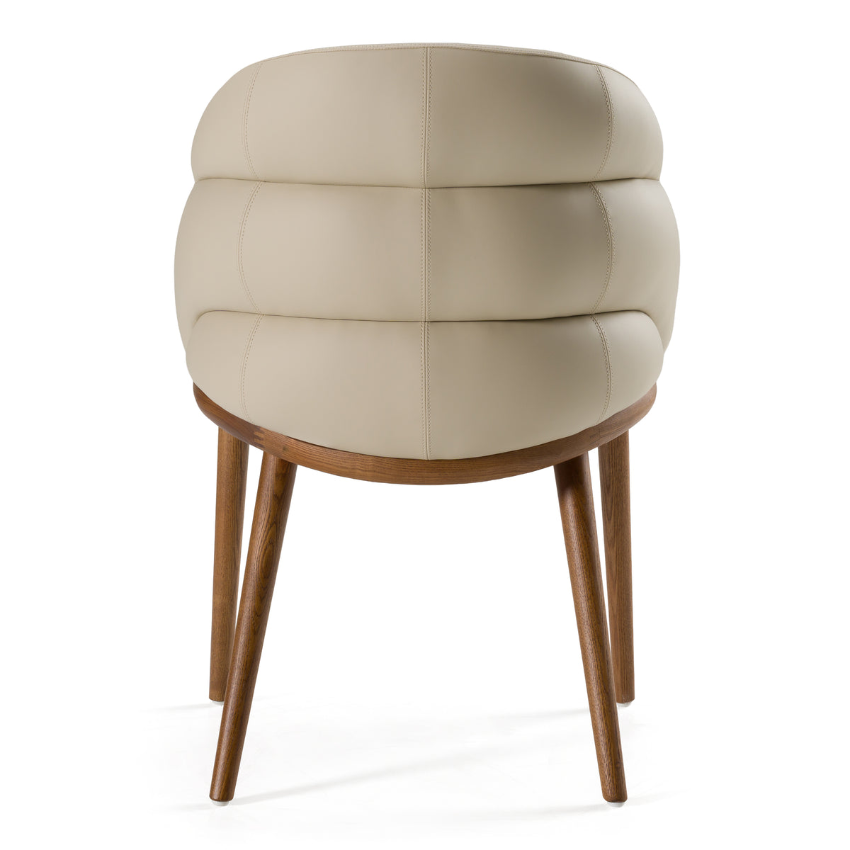 Michael Mid-Century Modern Beige Vegan Leather + Walnut Dining Chair