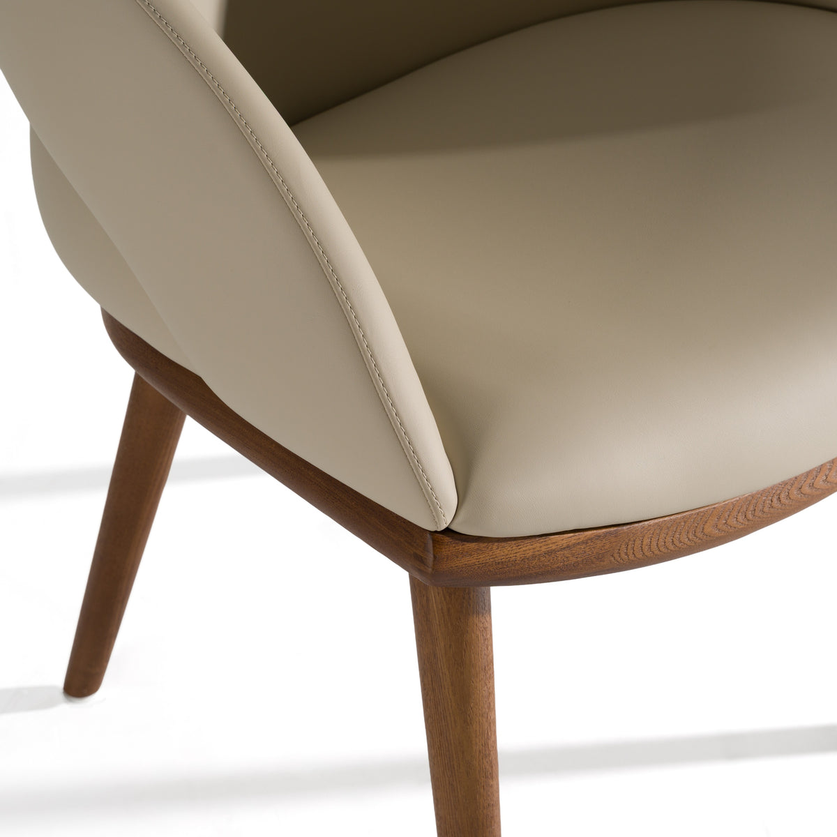 Michael Mid-Century Modern Beige Vegan Leather + Walnut Dining Chair