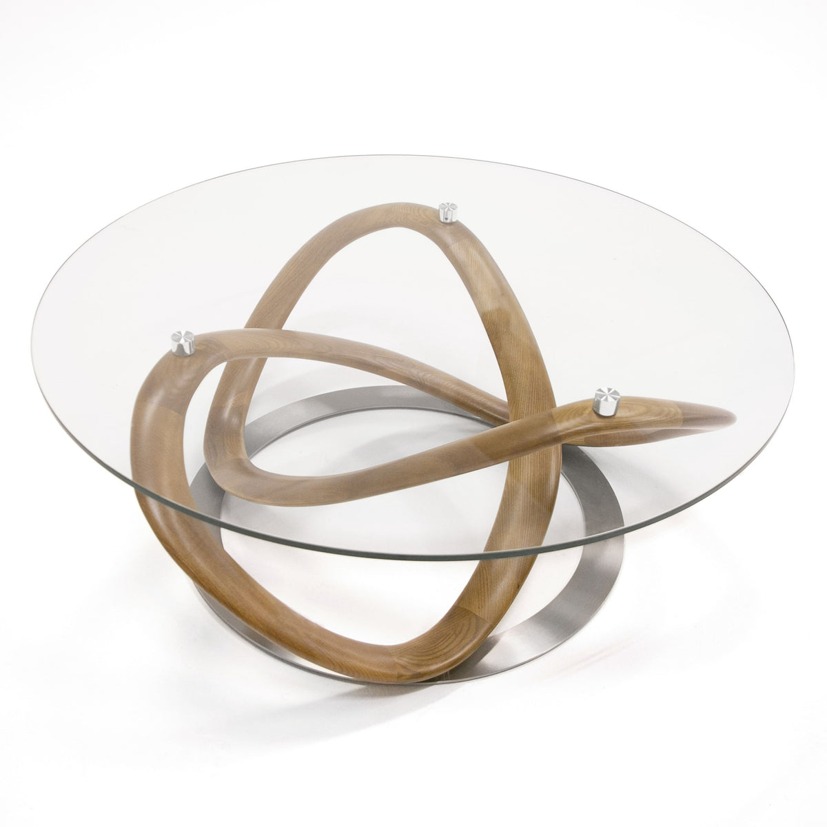 Michele Modern Glass + Walnut Coffee Table