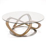 Michele Modern Glass + Walnut Coffee Table