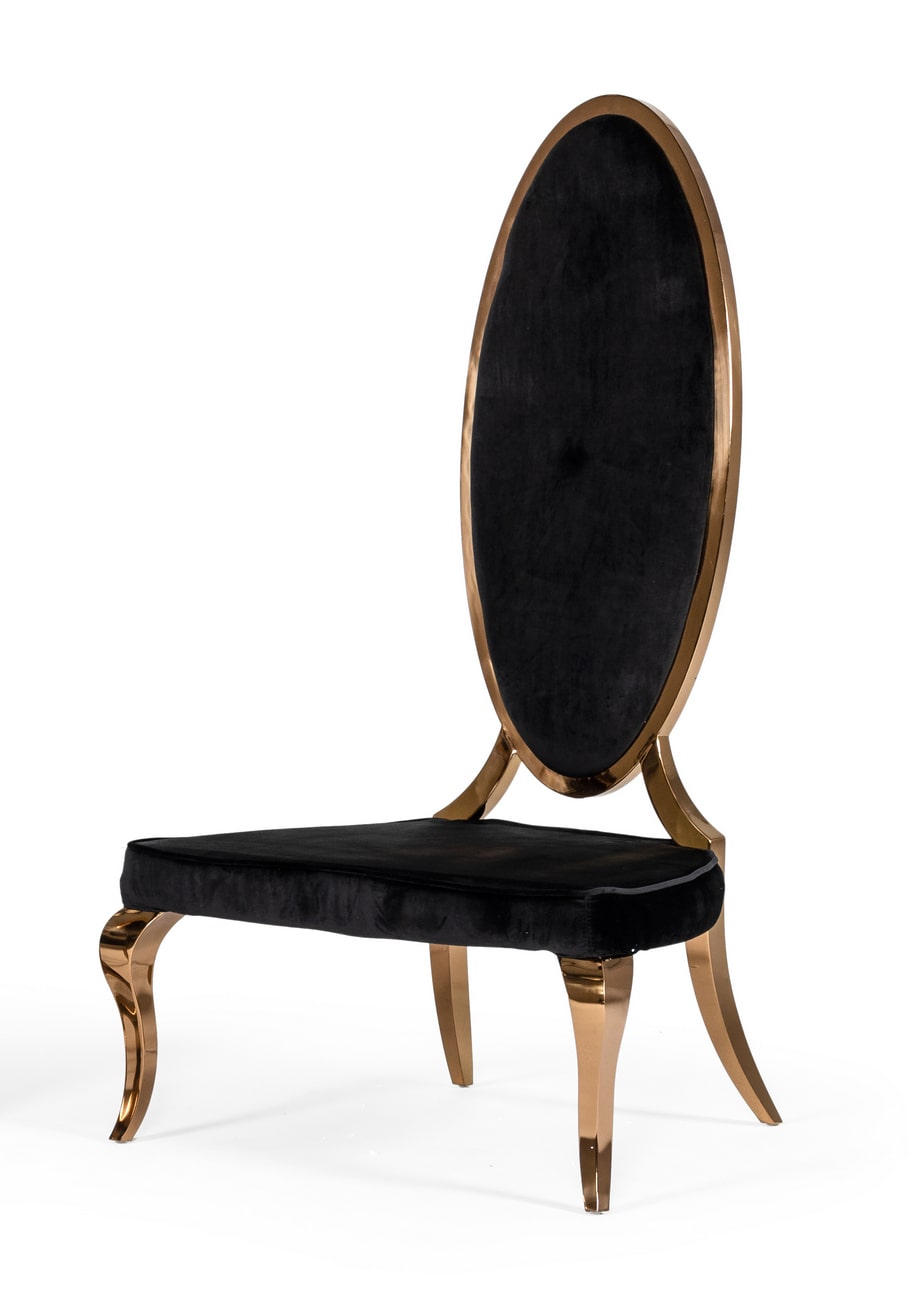 Mills Modern Black Velvet Rosegold Dining Chair Set of 2