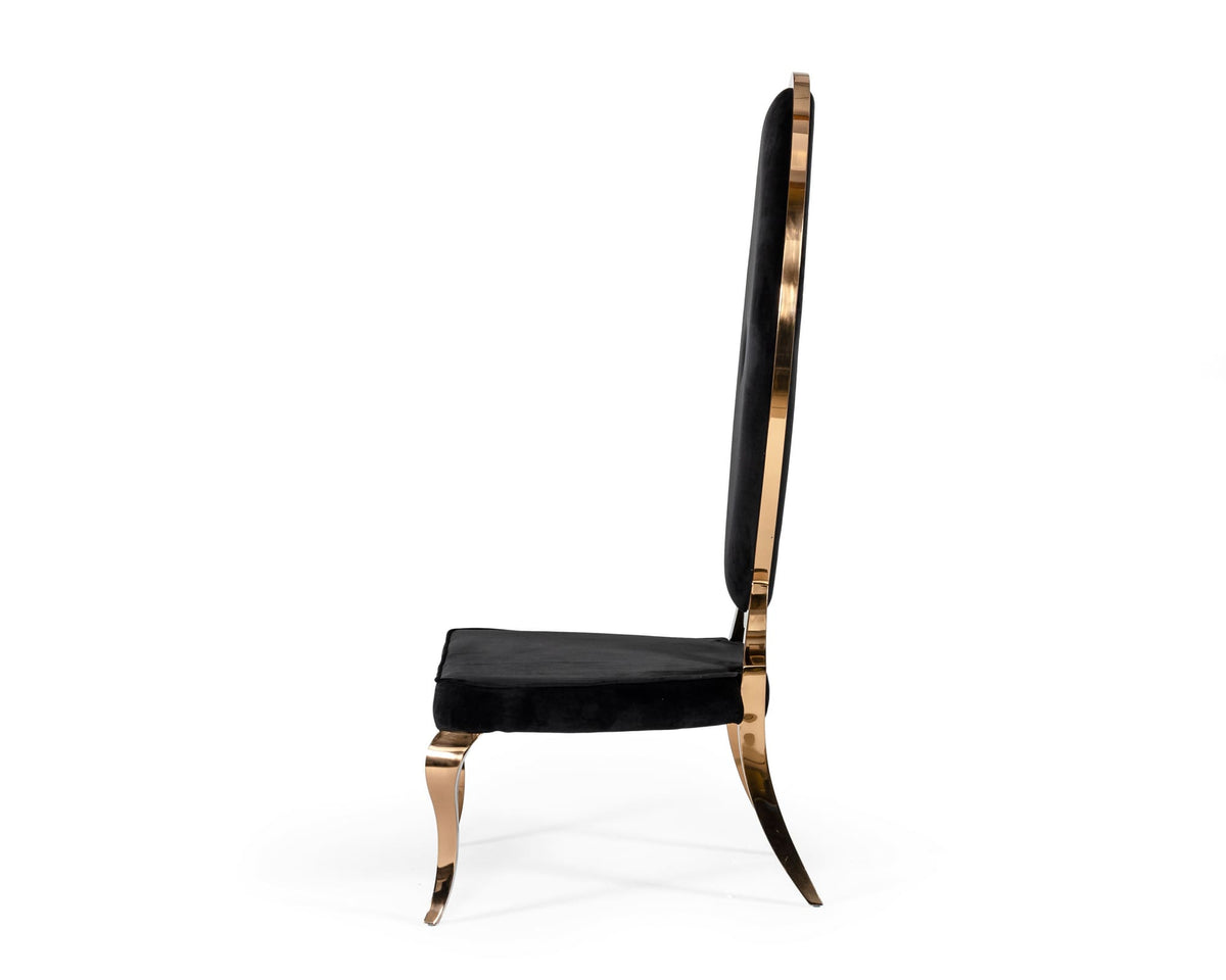 Mills Modern Black Velvet Rosegold Dining Chair Set of 2
