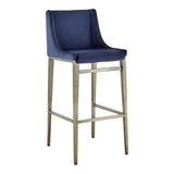 Mimi Contemporary Blue Velvet + Brass Counter Stool (Set of 2)
