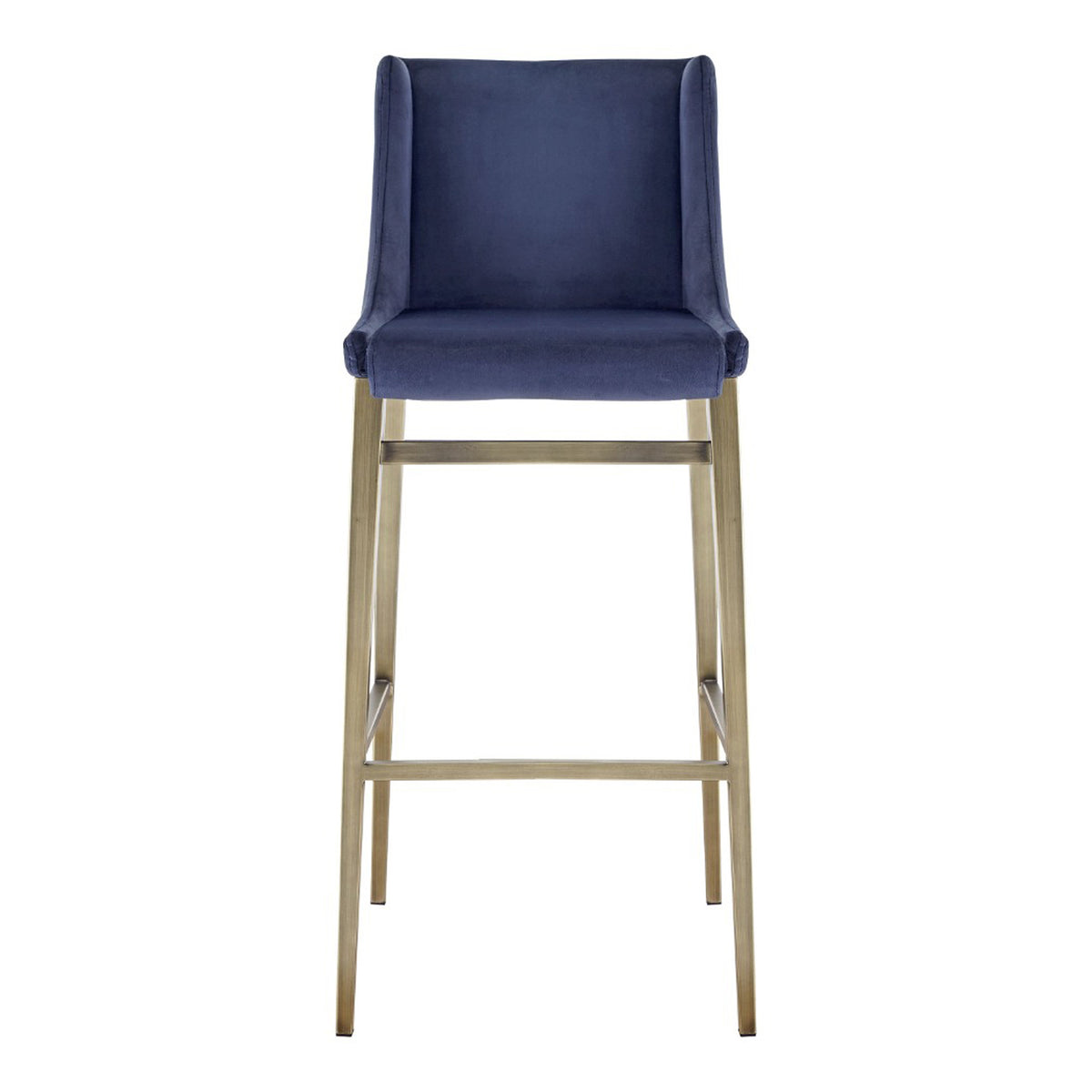 Mimi Contemporary Blue Velvet + Brass Counter Stool (Set of 2)