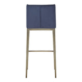 Mimi Contemporary Blue Velvet + Brass Counter Stool (Set of 2)