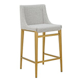Mimi Modern Light Grey Fabric + Antique Brass Counter Stool (Set of 2)