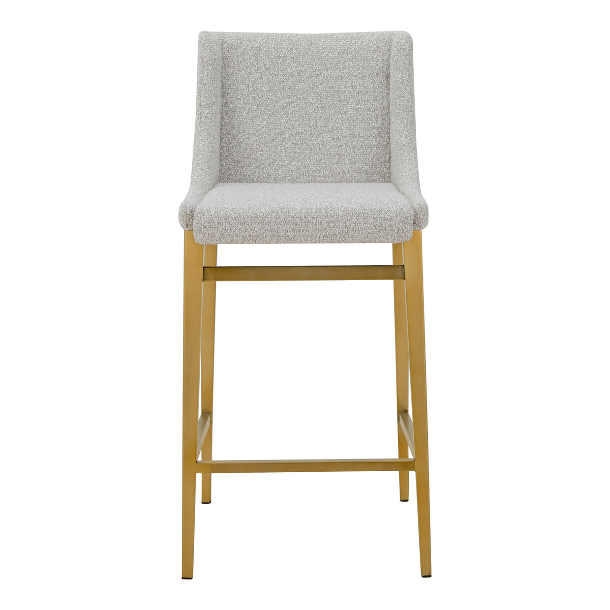 Mimi Modern Light Grey Fabric + Antique Brass Counter Stool (Set of 2)