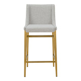 Mimi Modern Light Grey Fabric + Antique Brass Counter Stool (Set of 2)