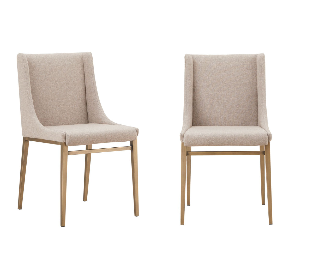 Mimi Contemporary Beige + Brass Dining Chair (Set of 2)
