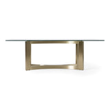 Mingus Modern Glass + Brushed Brass Rectangualr Dining Table