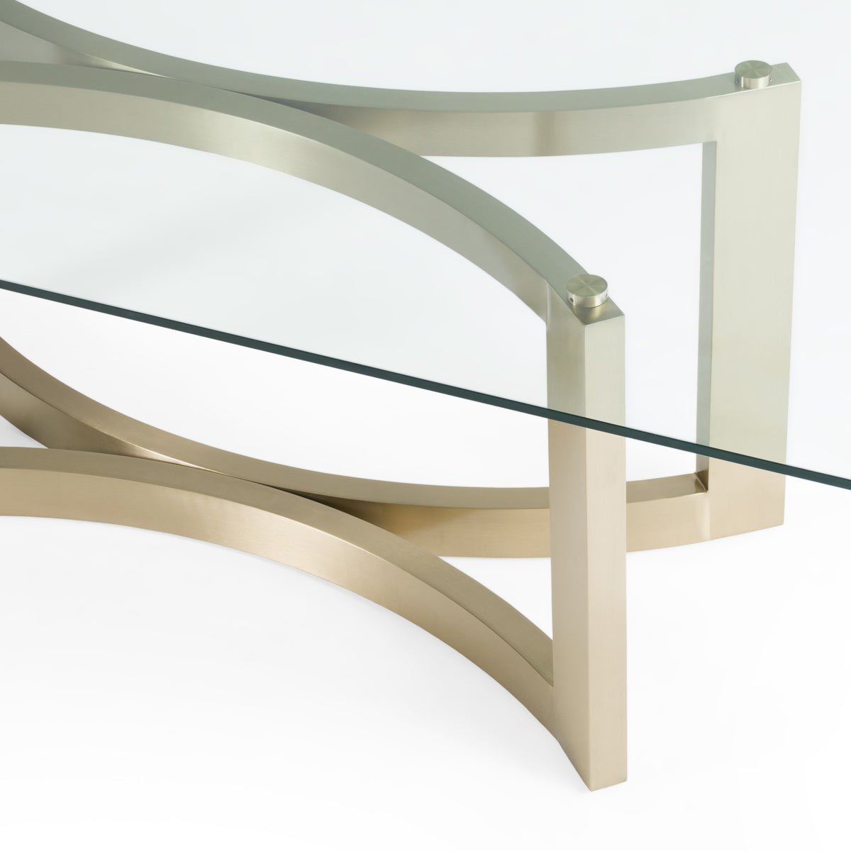 Mingus Modern Glass + Brushed Brass Rectangualr Dining Table