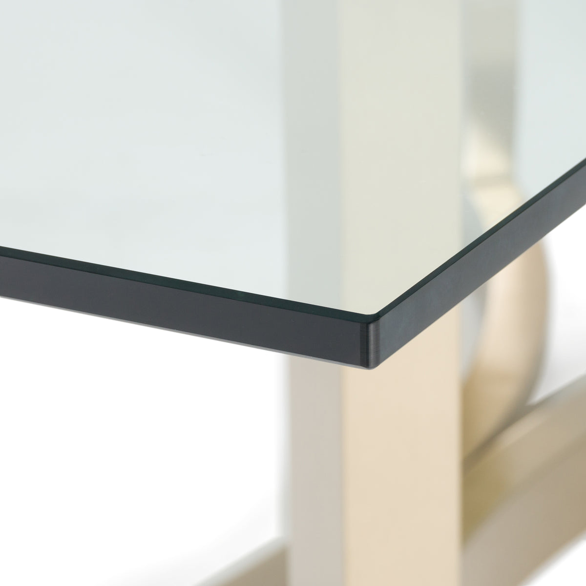 Mingus Modern Glass + Brushed Brass Rectangualr Dining Table