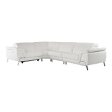 Mini Wonder Italian Modern White Leather Sectional Sofa with Recliners